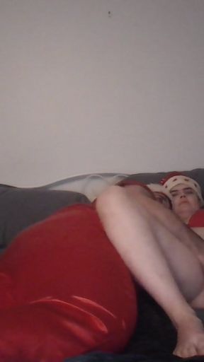 Delicious Christmas Candy Girl Gets her Sweet Candy Cane Pussy Pie filled with Holiday Cream   Clip 1