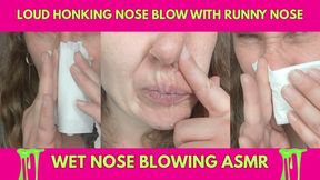 Loud Honking Nose Blow with Runny Nose