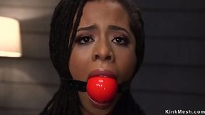 Rough Ebony Threesome with Anal Submissive