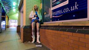 Flashing crossdresser outside store