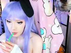 Close up with teen pussy pleased with dildo and vibrator