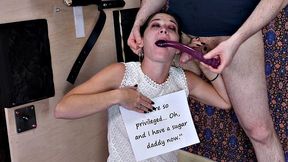 Mouth fuck BDSM session with pretty petite sub