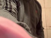 Bearded scally lad jerks off, pisses and cums in close-up