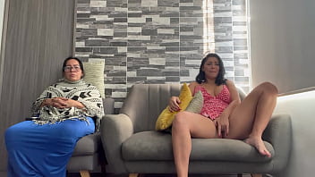 My step grandmother doesnt notice that Im touching my hot pussy next to her