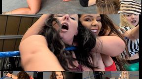 Giantess submits petite brunette