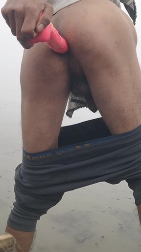 Horny *** Fuck Ass with Toy Inside Pond