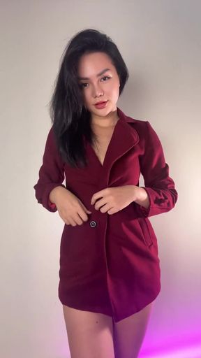 Red blazer, short hair