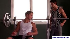 Sportive muscular hunk giving brain