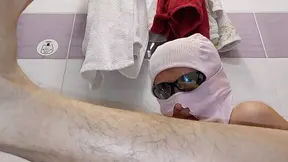 Sexy brunette tries on clothes while I watch her hairy mom