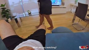 Stepmom Comes on the Sofa to Her Stepson to Relax, but He Starts to Stick His Dick in Her Pussy and Cums in Her Mouth