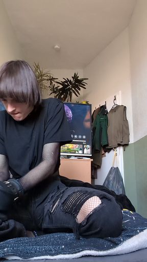 trying mittens on