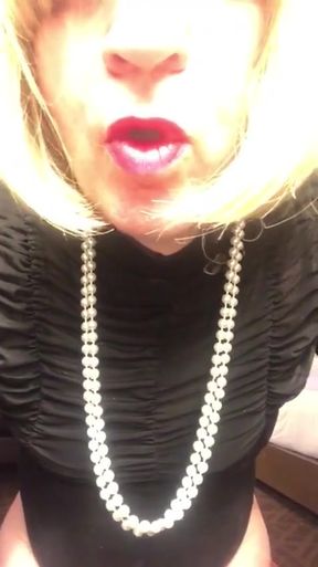 Hot blonde Tgirl Jerks &amp; Tastes Her Cumshot   Clip 1
