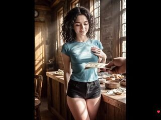 a slender unshaved-haired floozy gave herself up for pennies [AI]