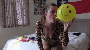 Blowing Up Loons In UK In Leopard & Pantyhose - WMV