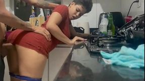 Big ass latina gets smashed in the kitchen