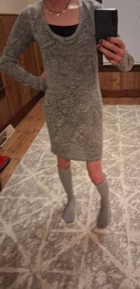 Sissy in knee high socks exercises. Dildo practice