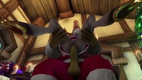 sexy demon girl sit s on orc santa s lap - warcraft parody