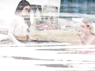 2 gals one dude Christmas Tugjob Defiance Abode Party for joy and precum trickling oily cum