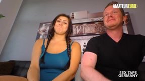 July Johnson Gets A Hot Load On Her Big Tits - Amateur Casting with POV Blowjob