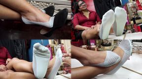 Pretty secretary show me her skills in flats and ped socks! - MOV