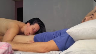 The stepfather really wanted to see his stepdaughter naked! But she catches him masturbating behind