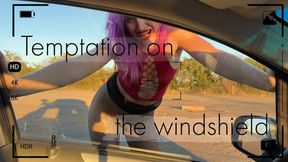 Temptation on the windshield of a car