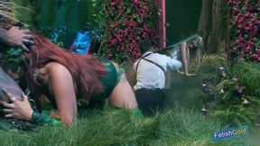 Gorgeous big titted babes get hammered by horny muscular guys outdoor in the nature