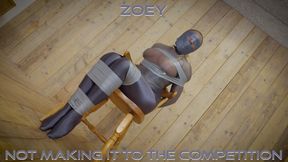 Zoey - Not Making it to the Competition 4K ( Swimsuit , Tape Bondage , Boobs Exposed , Wrap Gagged , Pantyhose Hooded , Microfoam Tape Gag , Duct Tape Gag , Bandage wrap gag and Blindfold )