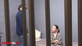 naked woman s temptation drives guard to gagging throat-fuck