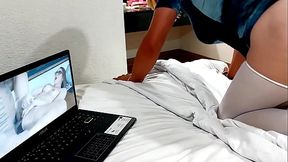 Janna Love acting like a horny naughty kitten, doggy style