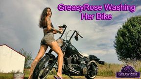 GreasyRose Washes Her HD Motorcycle