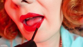 Lipstick process: ASMR sfw video (Arya Grander) red lips and braces
