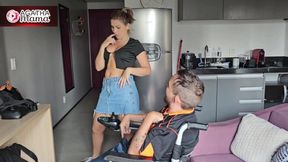 Me, Agatha Mama in a Cleaning Lady in a Short Skirt Cleaning Becomes a Wild Fuck with a Perverted Wheelchair User!