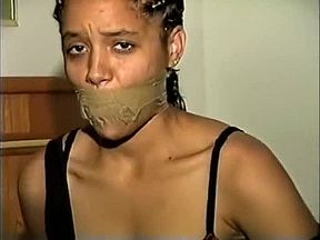 Ebony Girl Gagged With Stuffing And Tape
