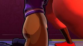 3d sexy black teen doggystyle big ass riding dick on a pool table.