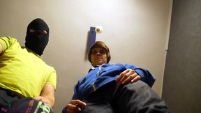 We treat you like a foot slave and cum on your face