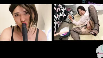 Korean Crossdresser Ladyboy Anal Training with Toys and Blowjob