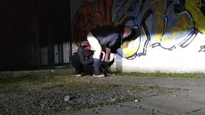 Outdoor Exposure Girl Licks Guy's Ass