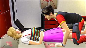 Asian step Brother fucks his stepsister after she bursts into her room while she relaxes