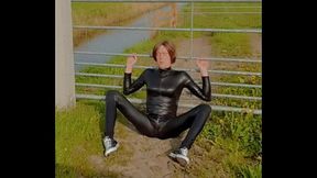 Annemieke public in catsuit