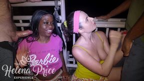 my exhibitionist wife helena price and her friend giving public hanjobs to strangers outside our beach hotel while i film!!!