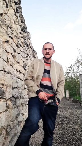 Playing with my cock outdoors again (no cum)