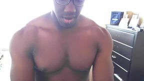 Hot Ebony American Hunk Just Typign and Jerking a Bit