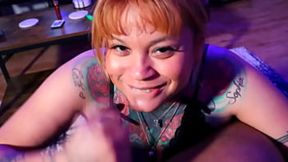 Latina slut Jessie Heart sucks big black cock deepthroat