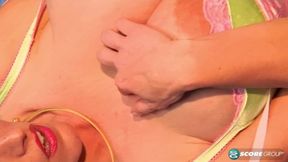 Cindy Cupps takes her big tits played with and jizzed on