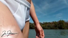 White briefs turn see-through when teen boy jumps in water to show off his bulge