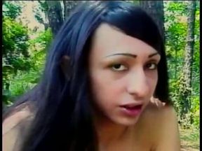She-male and bi-sexual guy fucking outdoors