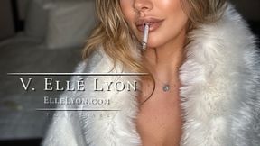 Elle Lyon in White Fur and Red Lingerie Giving You Some Instruction