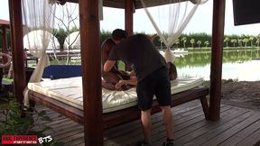 bts of the scene: the sweet rebecca gets anal treatment, bbc, atm, cum mouth, atp, swallow!