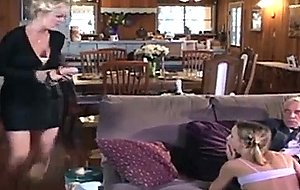 Friend's mom makes teen take old man's cock up ass